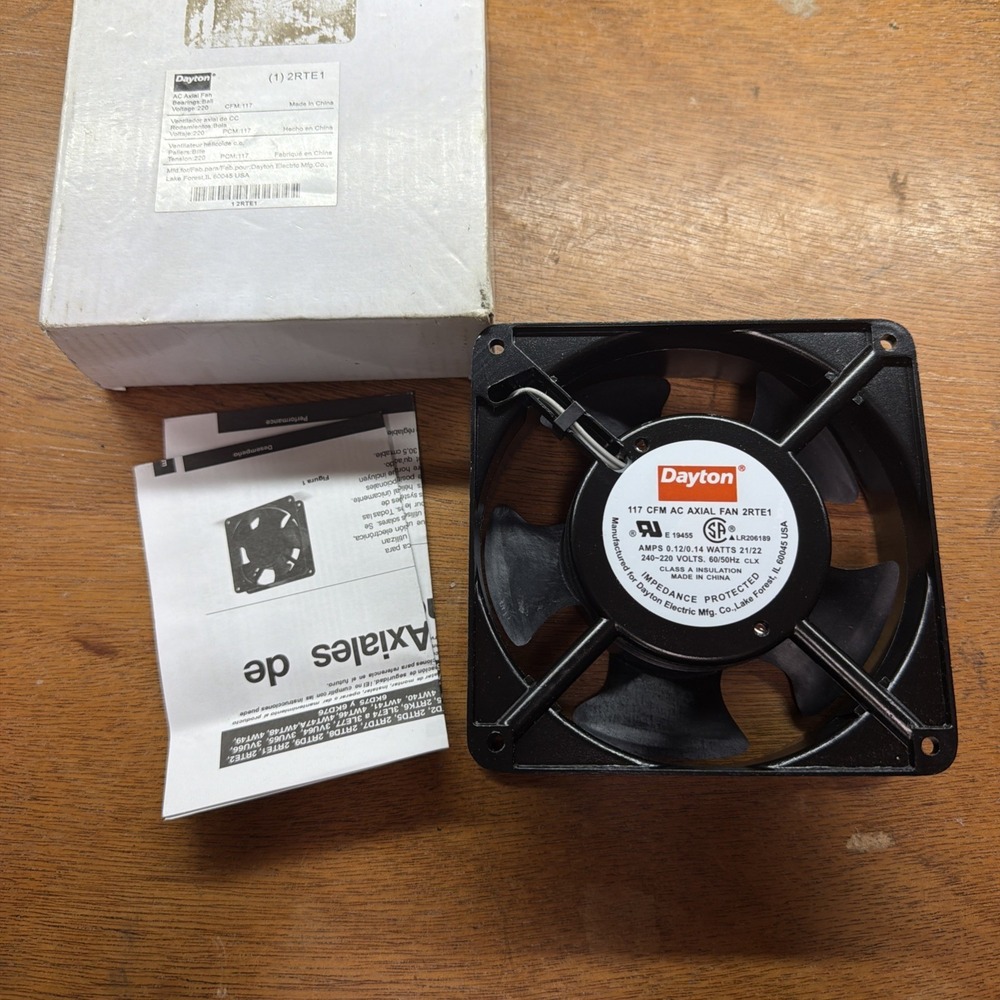 Dayton 2Rte1 Standard Square Axial Fan, Square, 230V Ac, 117 CFM(NEW OPEN BOX) - Picture 2 of 6